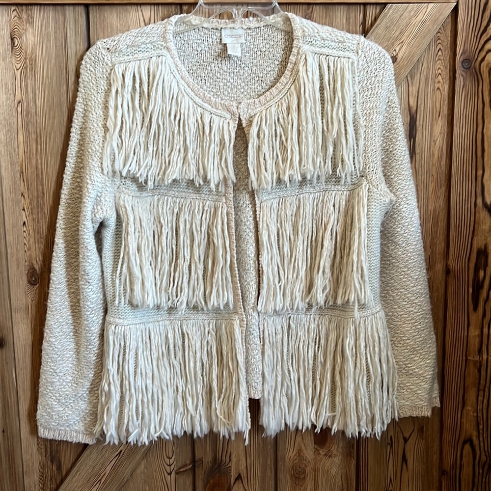 Chico’s fringe sweater.
